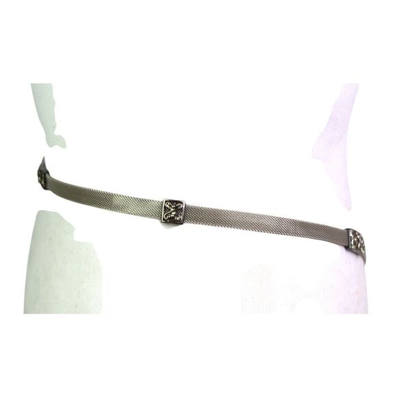 SKINNY SILVER METAL MESH CHAIN 3/8"Wd DRESS WOMEN'S BELT Sz S-M (R6 - Picture 7 of 11